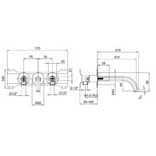 Load image into Gallery viewer, Venezia 2902n413sb Wall-Mounted Washbasin Mixer with 5913a concealed part & 2902N448C5 Murano glass handle in black and chrome