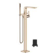 Load image into Gallery viewer, 25863705-46 (XV-009809) Single-lever free-standing bath mixer with shower set in champagne matt, 3594597090 concealed part included