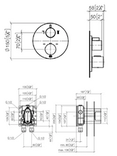 Load image into Gallery viewer, 36426970-33 thermostat with two function volume control with 3542597090 concealed part, 28669831-69 wall mounted rain shower & 13801831-69 Bath spout in Soft Black