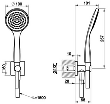 Load image into Gallery viewer, 57876.708+57827 Colour multifuction shower with light system, 46208.031+43107 4-Way Thermostatic Mixer & 59123.031 shower set in Chrome