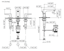 Load image into Gallery viewer, YAMOU 20713831-69 Three-hole basin mixer with pop-up waste in Soft Black