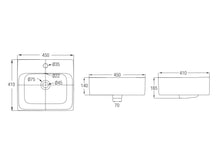 Load image into Gallery viewer, WBAAGM111WW Gemelli above counter square washbasin 450 x 410 mm in white