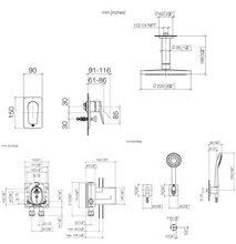 Load image into Gallery viewer, 36120845-46 + 3502097090 + 28669970-46 + 27803845-46 Lissé 2-WAY concealed mixer, ceiling shower, handshower set in Brushed Champagne