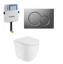 Load image into Gallery viewer, Sigma 224.320.00.1 (UP300) concealed cistern, 115.770.JQ.5 Sigma01 actuator plate, 214.020.00.0 + 500.670.01.1 iCon rimfree floor-standing WC in white