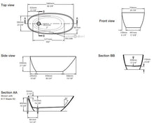 Load image into Gallery viewer, Mozzano 2 MO2-N-SW-NO free standing bathtub 1685x759x550mm in QUARRYCAST™ White (Gloss)