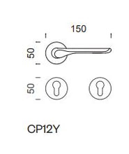 Load image into Gallery viewer, CP12Y-ZNS Chop lever handle with escutcheon in satin nickel