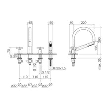 Load image into Gallery viewer, Tara. 27512892-00 Deck-mounted Twin Handle Bath Mixer w/Handshower Set in Polished Chrome