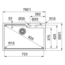 Load image into Gallery viewer, UBG 610-7806E (bowl: 114.0551.324) Urban granite single sink bowl with waste size: 780x500mm in polar white
