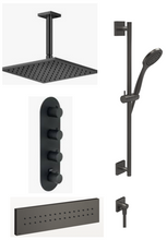 Load image into Gallery viewer, 45206.707+43105.031 +15186.707+59142.707+32975.707 Thermostatic 3-WAY SHOWER BUNDLE in Black Metal Brushed Pvd