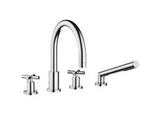 Load image into Gallery viewer, Tara. 27512892-00 Deck-mounted Twin Handle Bath Mixer w/Handshower Set in Polished Chrome