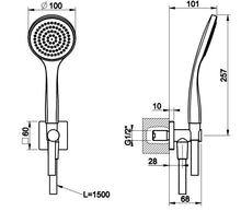 Load image into Gallery viewer, Cono 2-way control 45079.030 with 44673 concealed part, wall mounted head shower 45163.030, hand shower 59123.030set