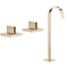 Load image into Gallery viewer, 20002705-46 + 20002706-46 + 13672780-46 free-standing bath spout & deck-mounted valves in champagne matt