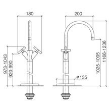 Load image into Gallery viewer, Tara. 22.584.892.00 Single-Hole Basin Mixer in Chrome with Stand Pipe, 200 mm Projection