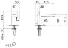 Load image into Gallery viewer, 33.500.710.00 LuLu single-lever basin mixer with pop-up waste, 155mm projection, chrome plated (GA no.: C20200010)