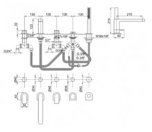 Load image into Gallery viewer, Mare 51026365 Deck Mounted 5-Hole Bath-Tub Mixer in Chrome
with Spout, Diverter and Sun Antilime Handshower