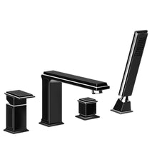 Load image into Gallery viewer, Eleganza 46037.706 Four-Hole Bath Mixer in Black Metal Pvd with Tub-Filler Spout and Diverter