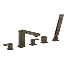 Load image into Gallery viewer, Eleganza 46040.713 Five-Hole Bath Mixer with Tub-Filler Spout and Diverter in Anitique Brass