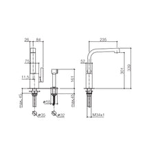 Load image into Gallery viewer, Maro 33.826.795.00 Single Level on Right Sink Mixer 235mm with 27.718.970.00 Rinsing Spray Set, Generic Finish: Chrome