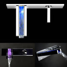 Load image into Gallery viewer, Wall mounted basin mixer with LED waterfall spout in chrome