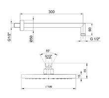 Load image into Gallery viewer, 86029231 Docce 300mm Shower Arm with 86029230 D.200 Shower Head with Anti-Limestone Nozzle Finish: Chrome Plated