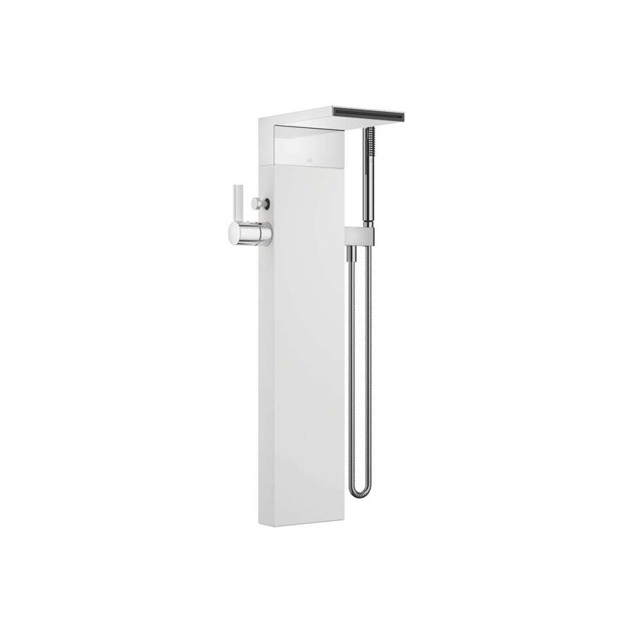 25964979-08 Floor-mounted Twin Handle Bath Mixer w/Handshower Set in Platinum and concealed part