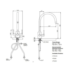 Kt33c Three Handle Design with C Spout and Filter in Chrome  [濾水廚房龍頭]