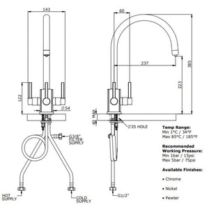 KT34C monobloc mixer with C spout and filter in chrome  [濾水廚房龍頭]