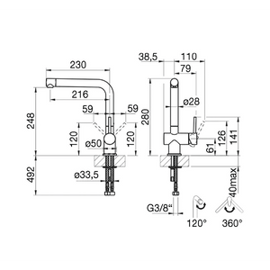 50201.149 Sink Mixer Swivelling Spout and 120 Degree Rotation Head&nbsp; in finox