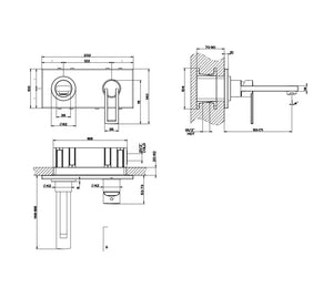 44873.031 built-in mixer with spout, projection 171-151mm, chrome plated w/44697.031 internal part
