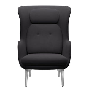 Ro Jh1 Easy Chair in Black Designer Selection with Brushed Aluminum Base