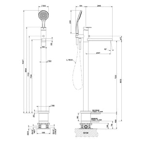 49128.031 FREESTANDING BATH MIXER WITH HANDSHOWER in 031 Chrome, 38389.031 built-in part