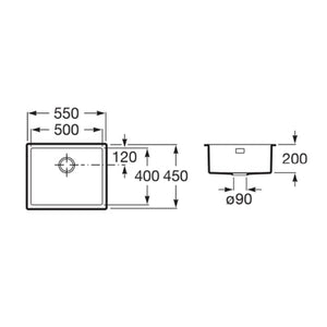 Praga A870e10500 50 Sink Ste 500 X 400 X 200 Mm, Chrome [檯面 單星盆]