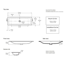 Load image into Gallery viewer, Rossendale 91 Du-Ros-91-10 Build-In Wash Basin 916 X 382 X 148 mm in White QUARRYCAST™
