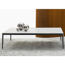Load image into Gallery viewer, Italia Mirto Indoor IMT220_C Table, 2200w x 1000d x 730h mm, Top Matt Carrara White Marble 0890M, Frame Painted Black Chrome 0170M
