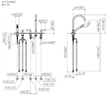 Load image into Gallery viewer, VAIA 27522819-99  Deck-mounted Twin Handle Bath Mixer w/Handshower Set in Dark Platinum Matt
