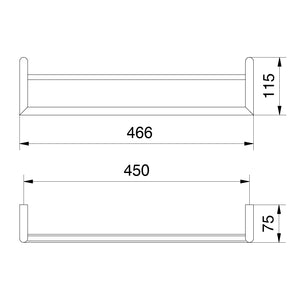 Young 96 P5 7614 towel rail 450 mm in matt gun metal PVD