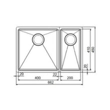 Load image into Gallery viewer, BXX260-4002E SBL (127.0546.206) Box stainless steel fabricated double sink bowl with waste
