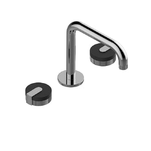 E-11511-R2MW-L1BK-BK three hole wash basin mixer in architectual black with clip, with smoky white marble cover