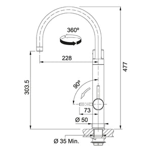 120.0551.218 Vital Capsule 3-in-1 Filter Tap - J-Spout 3 合 1 過濾龍頭 - J 型出水咀