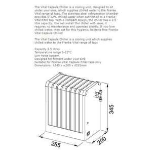 120.0578.223 Vital Capsule chiller 345x200x285mm in stainless steel 台下式冷水機