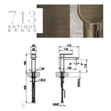 Load image into Gallery viewer, 41405.713 ISPA Basin mixer in antique brass, without pop-up waste and flexible hoses with 3/8&quot; connections
