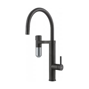 120.0551.241 Vitual Capsule 2 in 1 filter tap in matt black and silk steel PVD with J-spout 2 合 1 過濾龍頭 - J 型出水咀