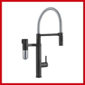 120.0551.242  Vitual Capsule 2 in 1 semi-professional filter tap in matt black and silk steel PVD  2合1半專業過濾龍頭