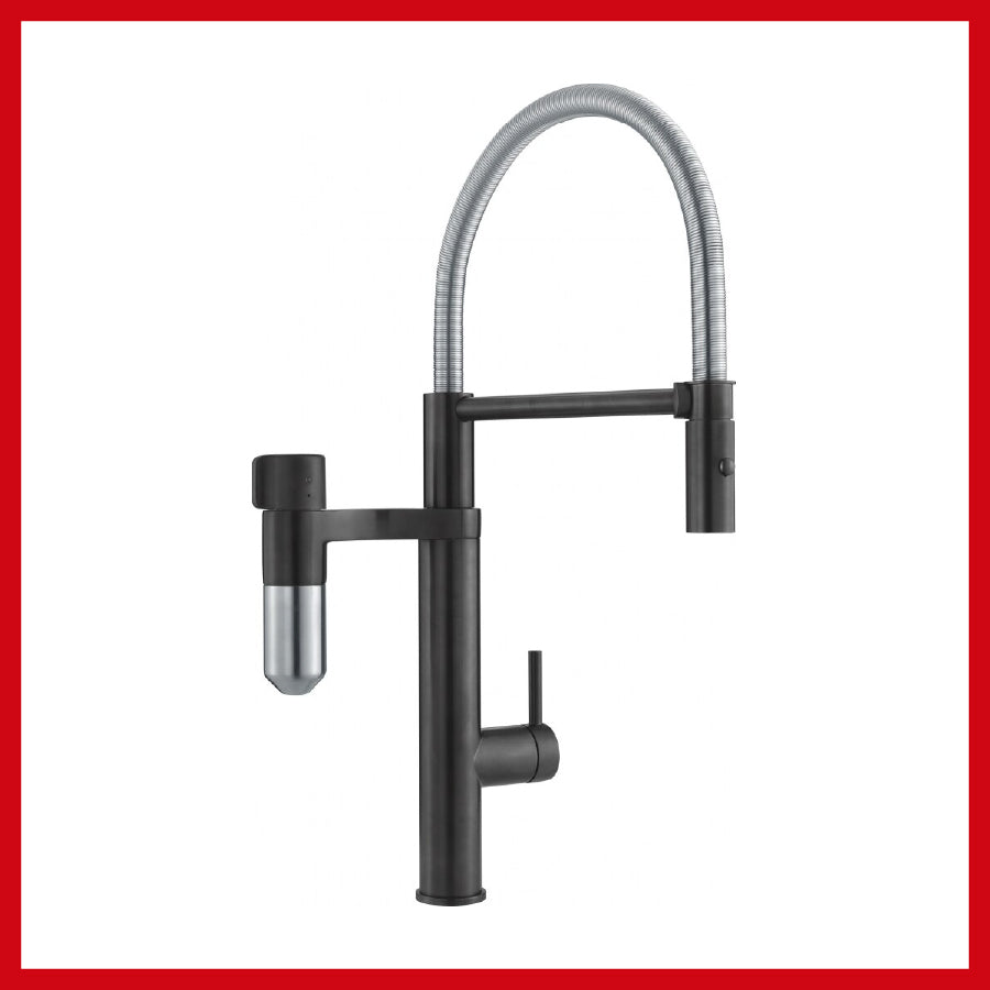 120.0551.242  Vitual Capsule 2 in 1 semi-professional filter tap in matt black and silk steel PVD  2合1半專業過濾龍頭