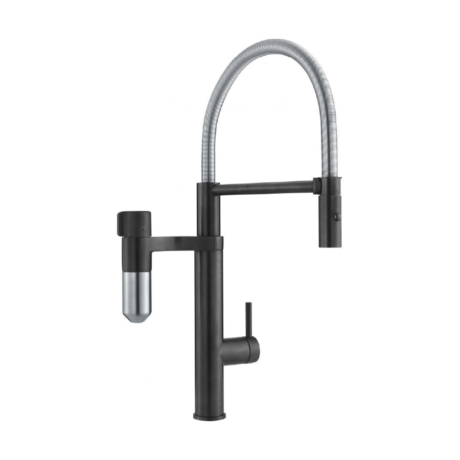 120.0551.242  Vitual Capsule 2 in 1 semi-professional filter tap in matt black and silk steel PVD  2合1半專業過濾龍頭