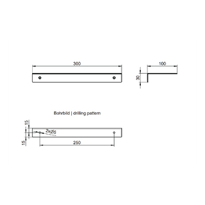DP-603 Shower shelf 300mm 2mm stainless steel with blackpower coating in RAL-9005
