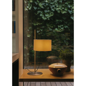 TMD TMDTA01 Table Lamp Frame Satin nickel structure, Lampshade white linen, with LED bulb 4,5 W & ajustable lampshade, UKA01 UK plug