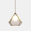 Harlow Large Pendant Lamp, D508 x 889h mm, Frame Satin Brass &amp; White Glass