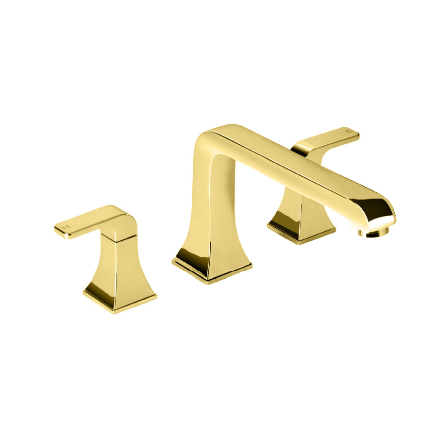 A5A1067G0N Decorum deck-mounted twin-lever bath mixer in special finish: Shiny Gold