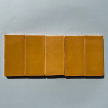 Load image into Gallery viewer, Glazed Tile, B053 Saffron Yellow, Field Tiles Half Square 110x55x10mm, in Glossy Translucent

